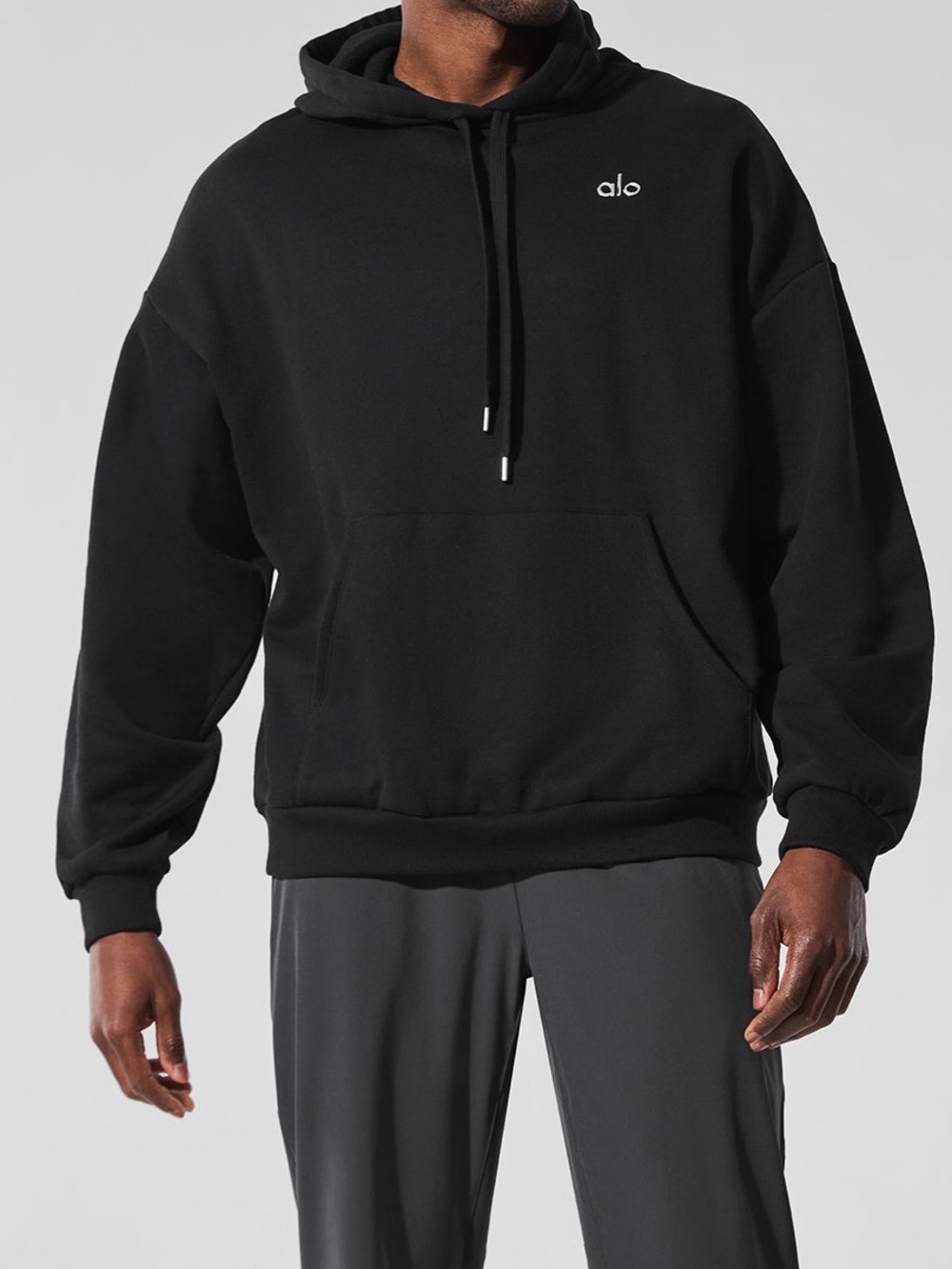 Alo Yoga Black Pullover Hoodie Unisex Style | Relaxed Oversized Size: S